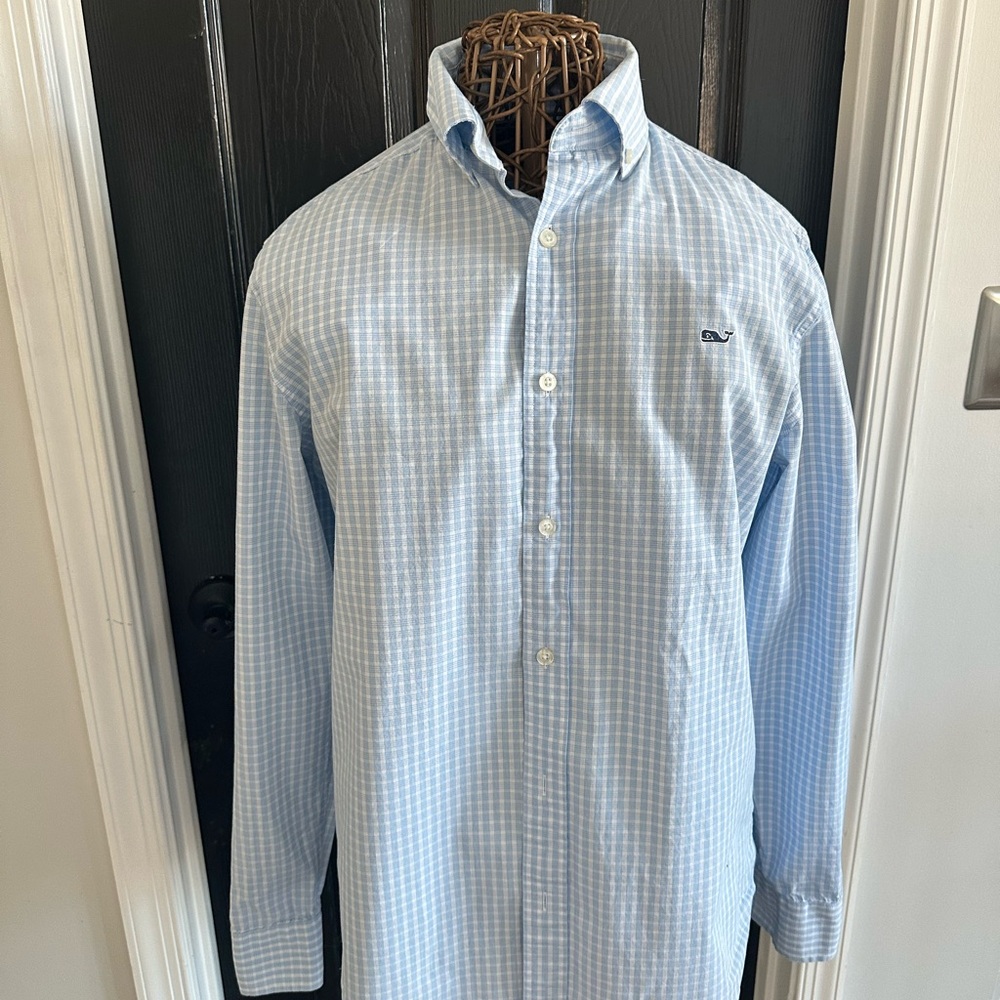 Vineyard Vines Sky Blue Plaid Button Down Shirt